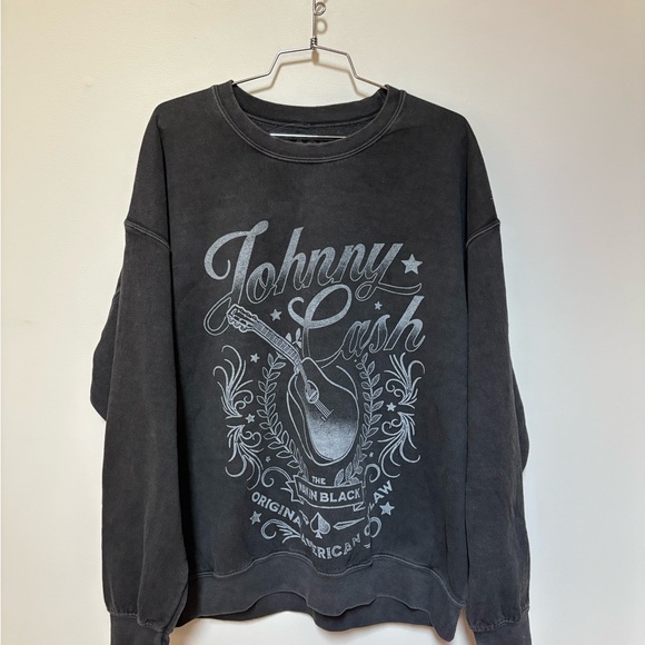 NWOT Urban Outfitters Johnny Cash Overdyed Graphic Pullover Sweatshirt One Size - Picture 2 of 11